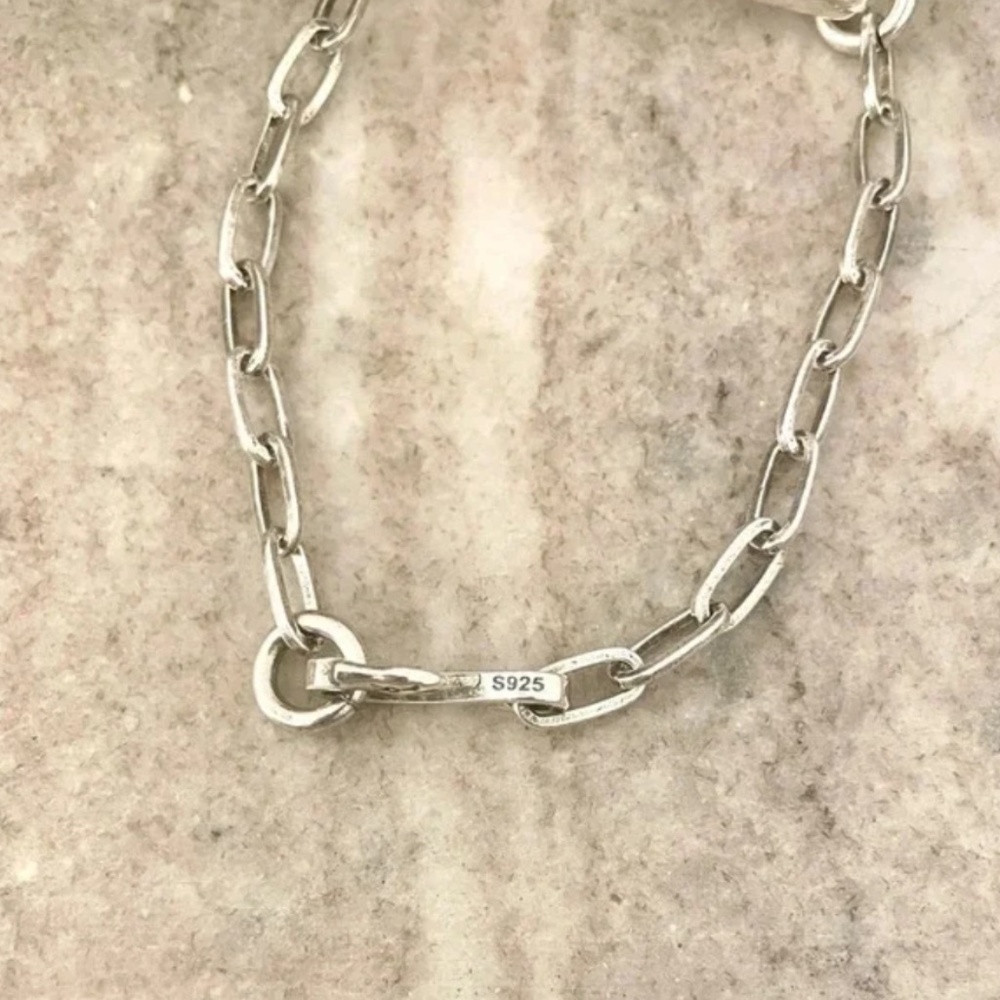 925 Sterling Silver Paperclip Bracelet Unique Vintage Silver Bracelet - Picture 5 of 5